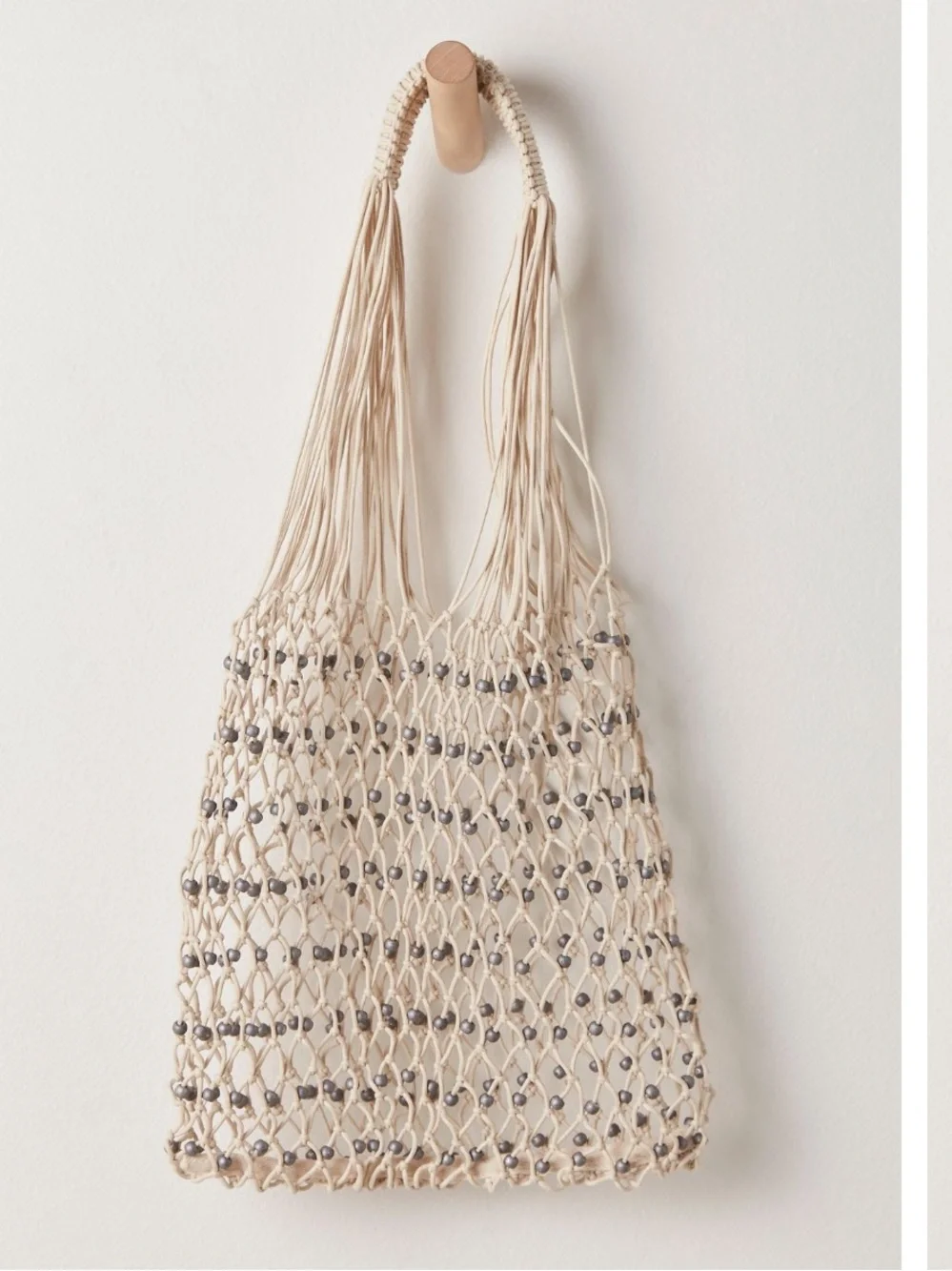 Free People wishing well beaded natural Net Market Bag - NWT